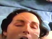 Hoe wifey sucking a man meat for jism on her face 2