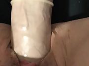 Ginormous dildo spreading my cockslut pussy