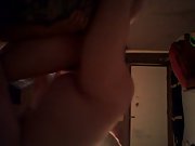 A enormous internal ejaculation after her orgasm fuckfest on the couch at home